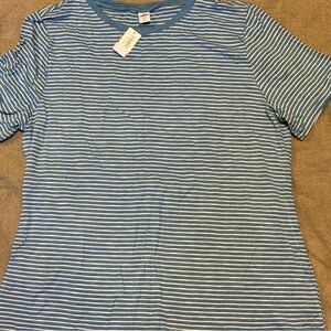 Old Navy Blue and White Striped Short Sleeve Tee